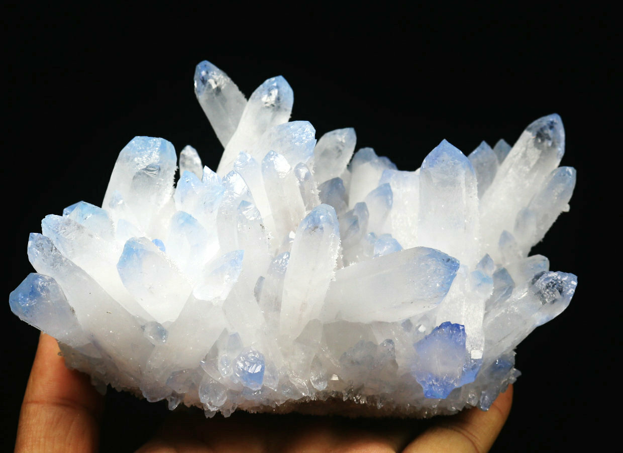 1.93lb Rare Beatiful Blue Tibetan Ghost phantom Quartz Crystal Cluster Specimen
