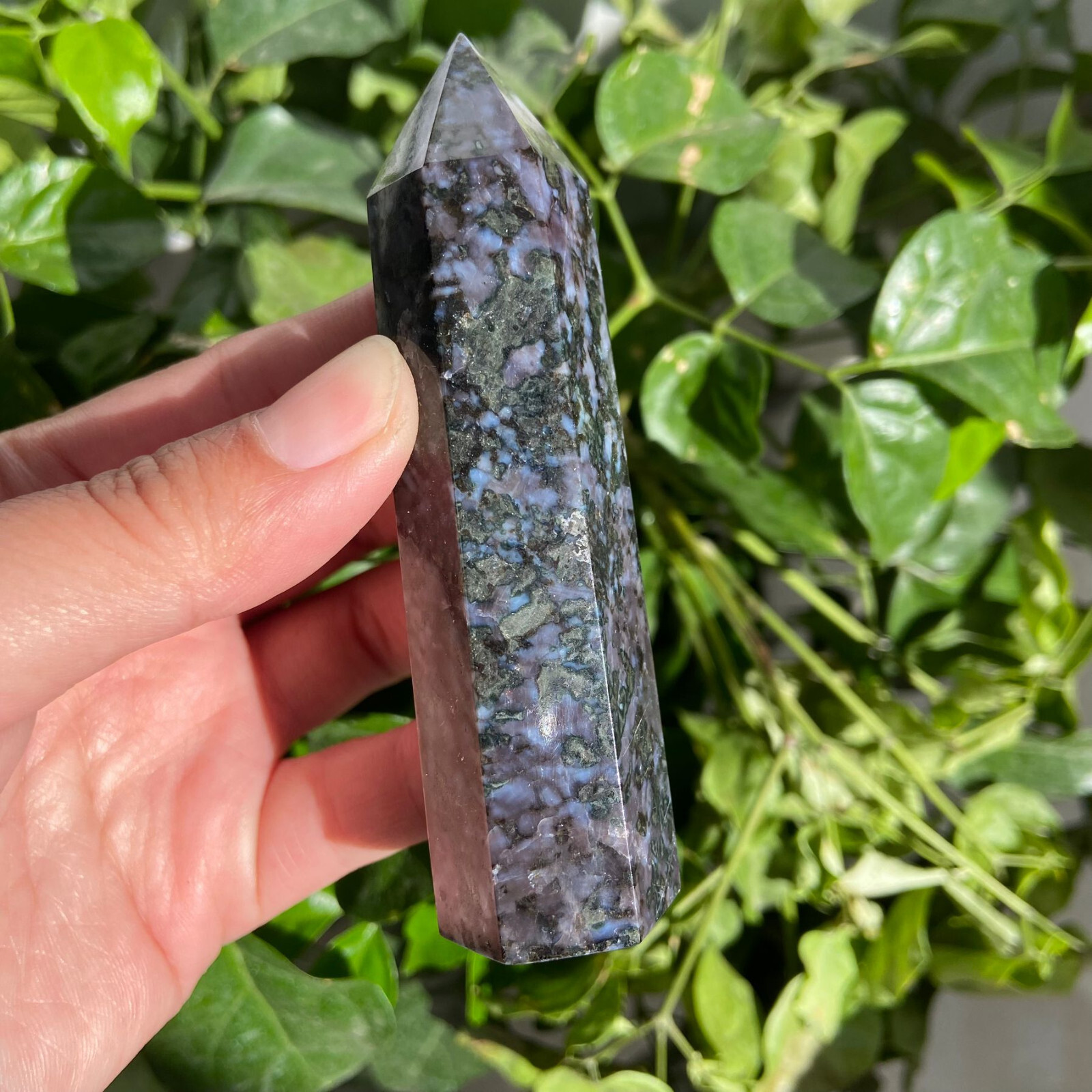 164g 2pcs Indigo Gabbro Stone Point Tower Quartz Crystal Specimen Polished