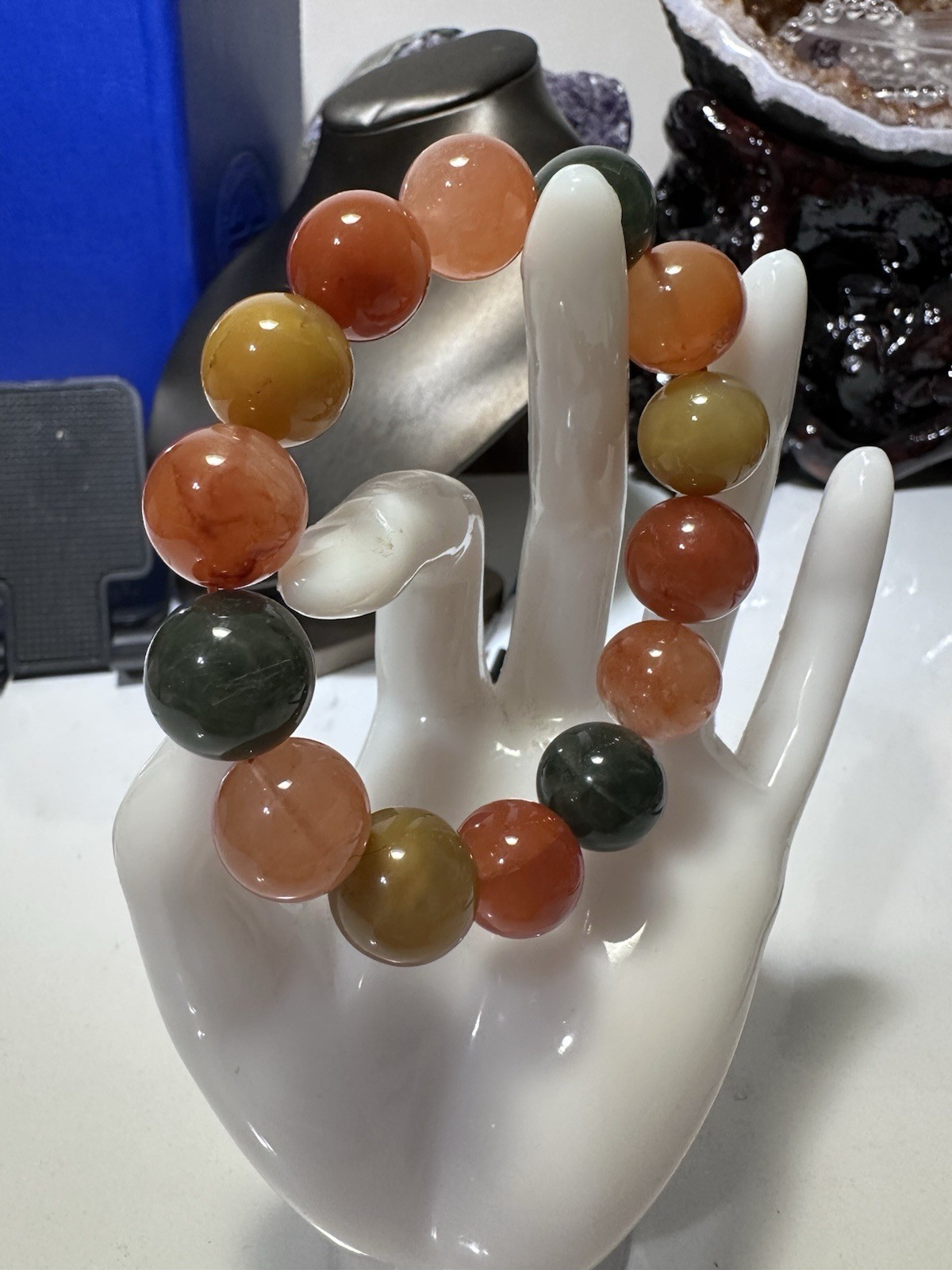 15mm Natural rabbit hair Bead Bracelet Reiki Crystal Quartz Healing Decorate