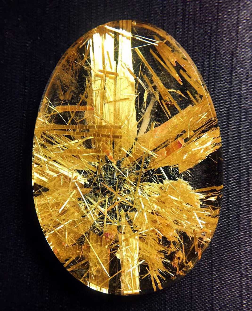 49*34*7mm A++ Natural Gold Rutilated Quartz Titanium Crystal Reiki Pendant