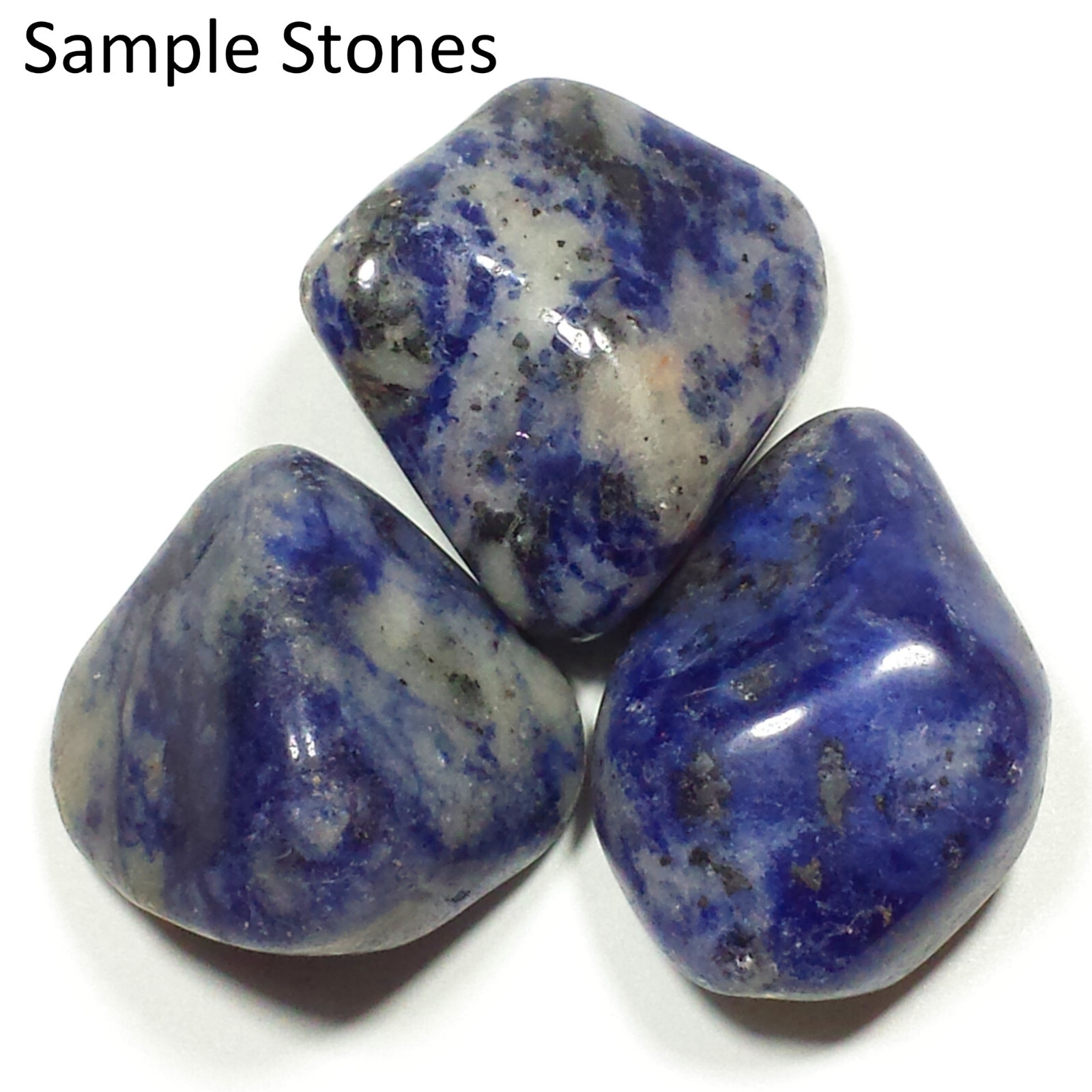 Blue Sodalite Tumbled Polished Crystal Stones, 8 oz Lot, 2 Sizes