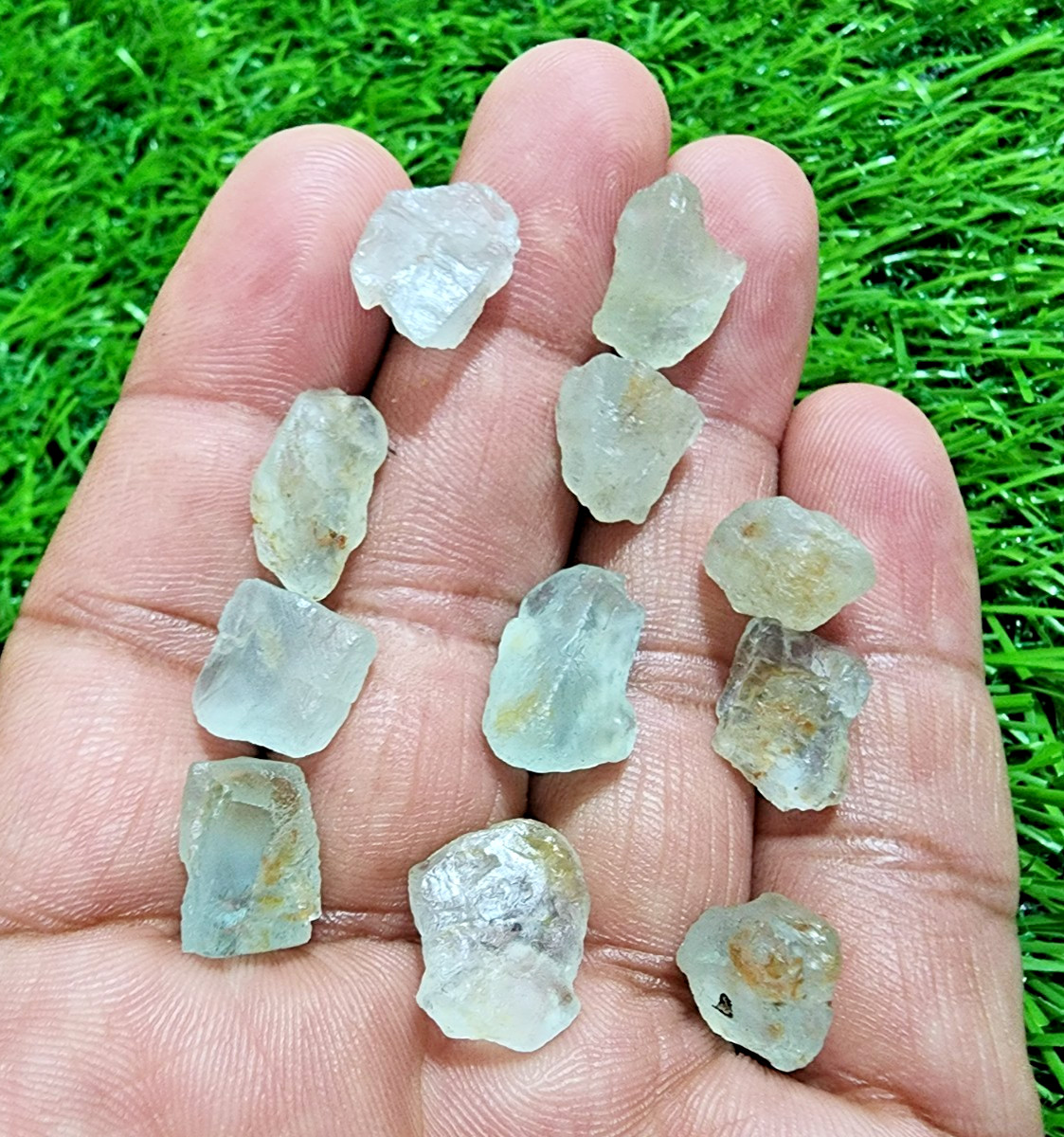 Stunning Blue Aquamarine Gemstone Rough 11Pcs Lot 11-17mm Aquamarine Raw Stones