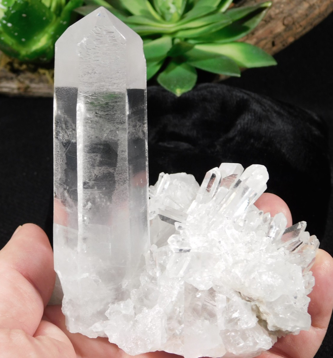 Super TRANSLUCENT Points! Big Nice & Natural QUARTZ Crystal Cluster Brazil 431gr