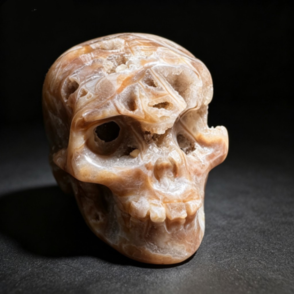 Natural Sphalerite Hand Carved Skull Sculpture, Polished Crystal Healing Statue
