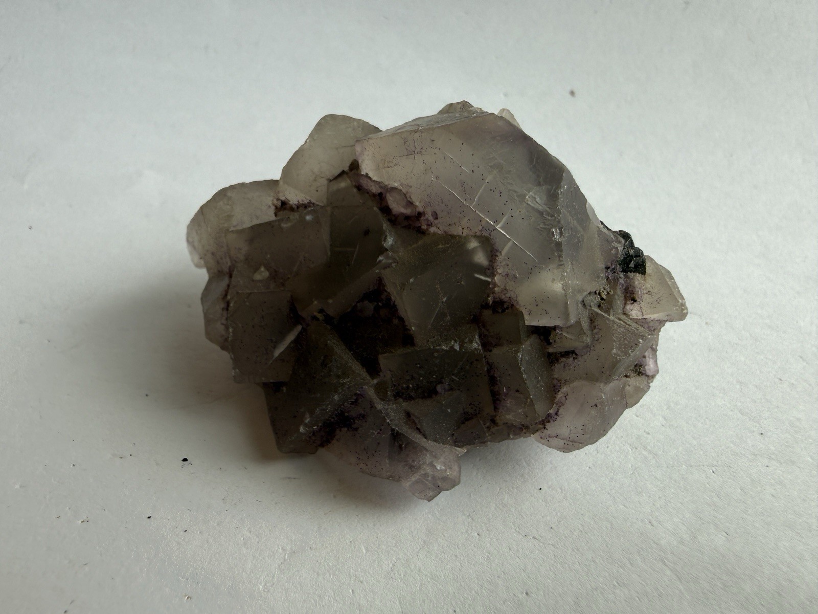 450g Transparent Light Purple Cubic Fluorite Crystal Cluster Mineral Specimen