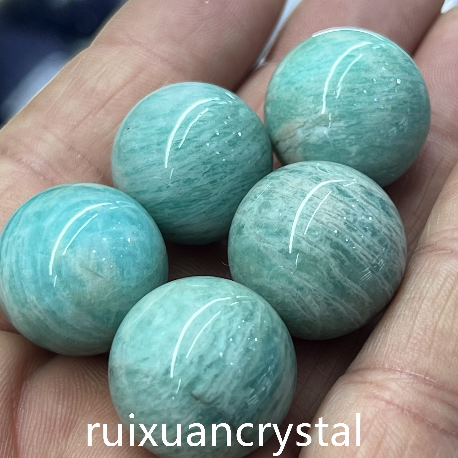 5pc Natural Amazonite Quartz Sphere Crystal Ball Reiki Healing 20mm