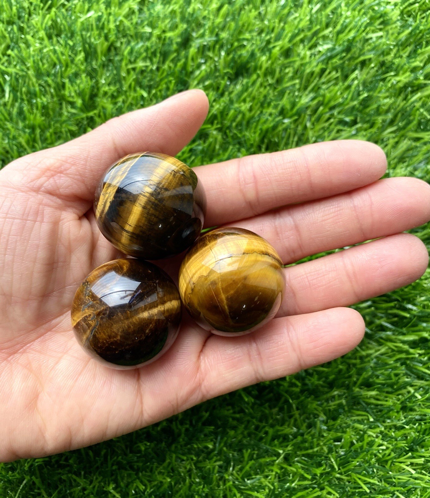 Wholesale Lot 1 Lb Natural Tiger Eye Spheres Crystal Ball Energy Healing