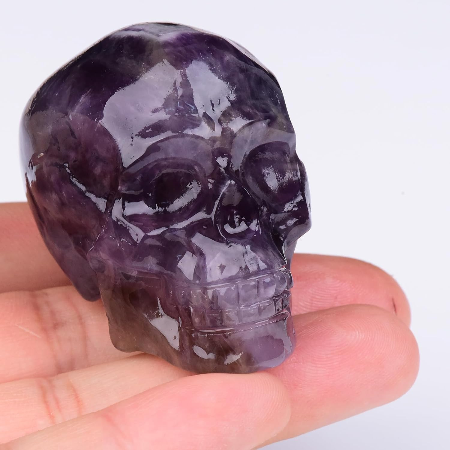 2 Inch Dream Amethyst Crystal Skulls Decor,Human Skull Sculpture Statues Healing