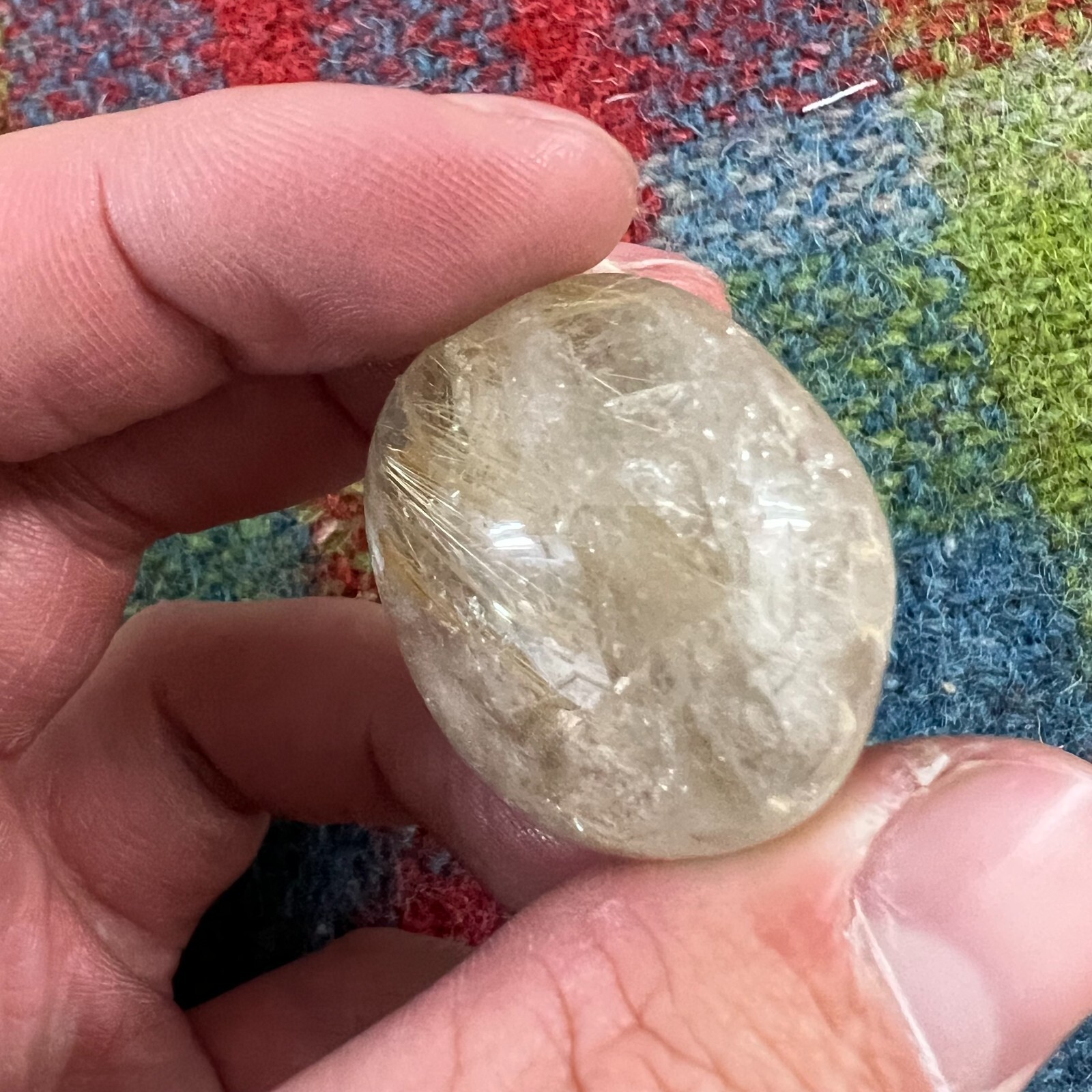 Rutilated Quartz Crystal Gemstone Clear Gold & Silver Strand Sphere 21 Grams