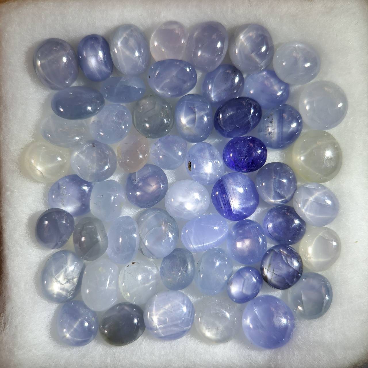 Natural Burmese Star Sapphire Mogok Lot 54pcs Blue Cabochon 55ct