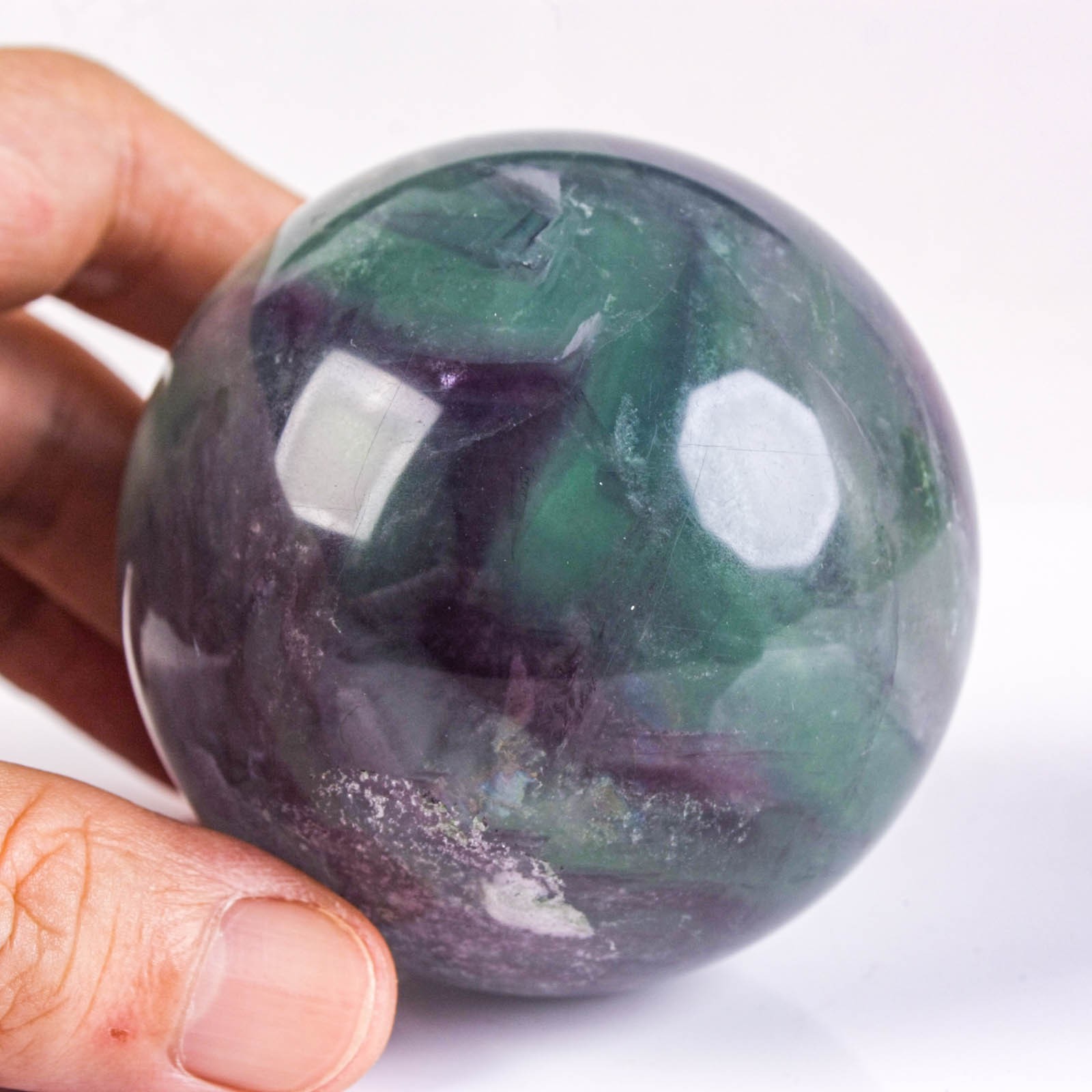 2.6″ 1.01LB Rainbow Fluorite Sphere Crystal Ball Natural Banded Mineral Specimen