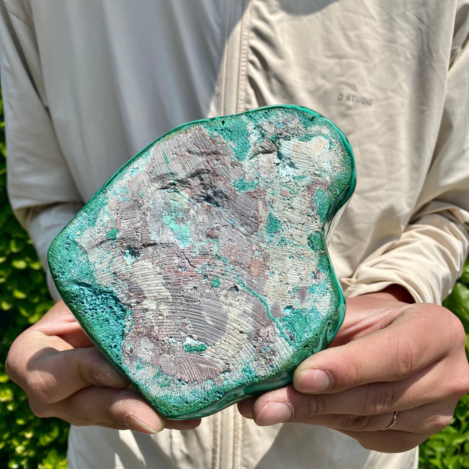 3.08LB Natural glossy Malachite transparent cluster rough mineral sample