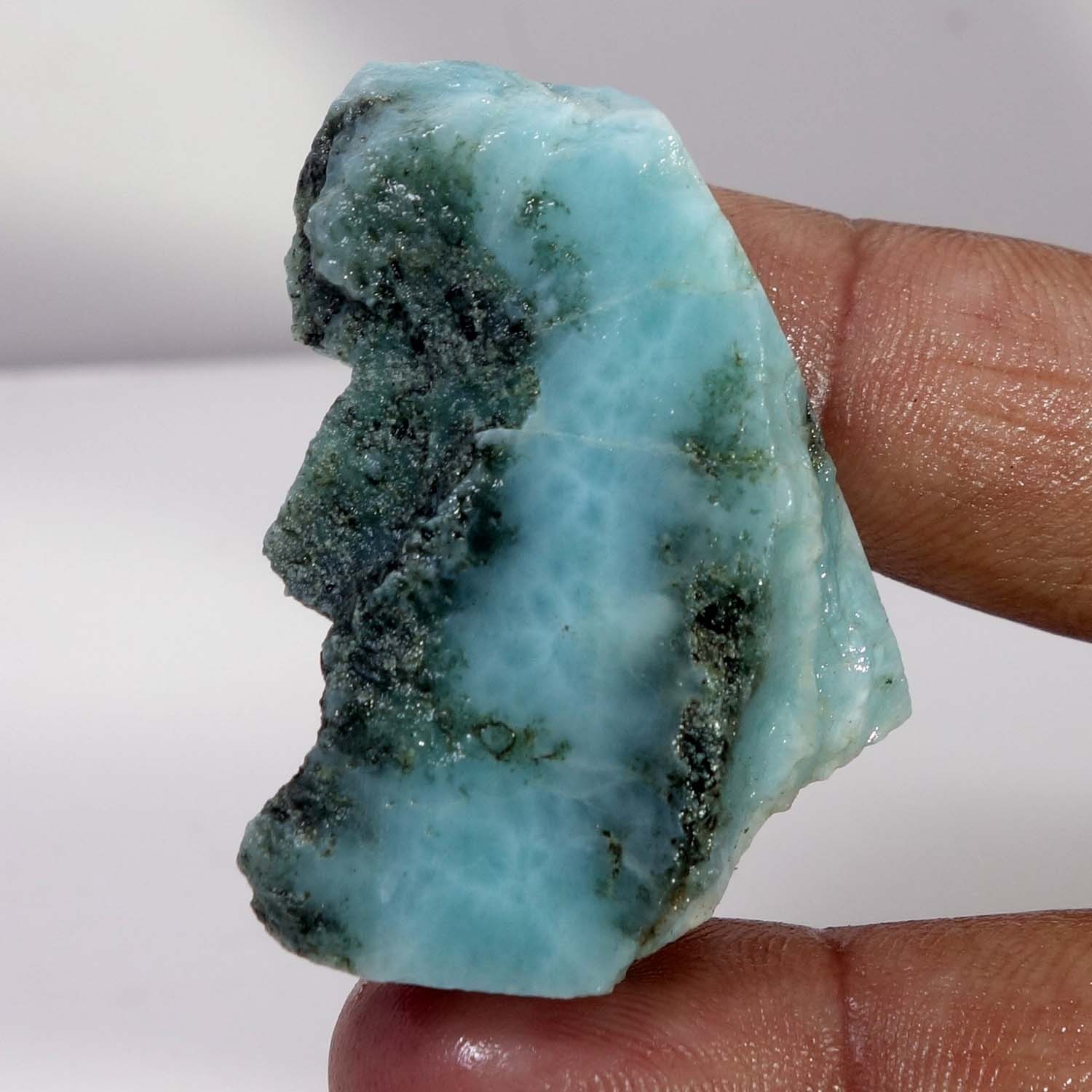 Spiritual Healing Larimar Natural Authentic Slab Rough Blue Gem Stone 123.70 Cts