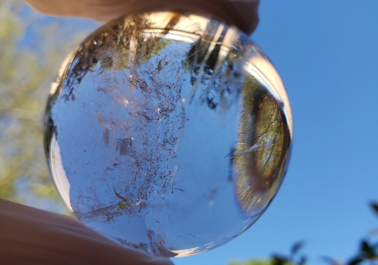 2.3″ Clear Quartz Natural Crystal Ball Sphere Orb Rainbows Phantom, 274g