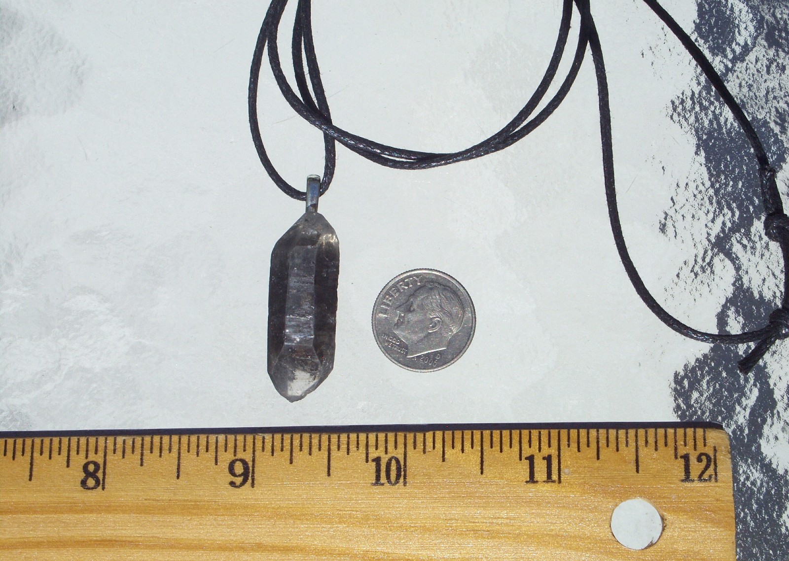 Tibetan Black Quartz Double Term Crystal Point Free Form Stone Pendant Necklace