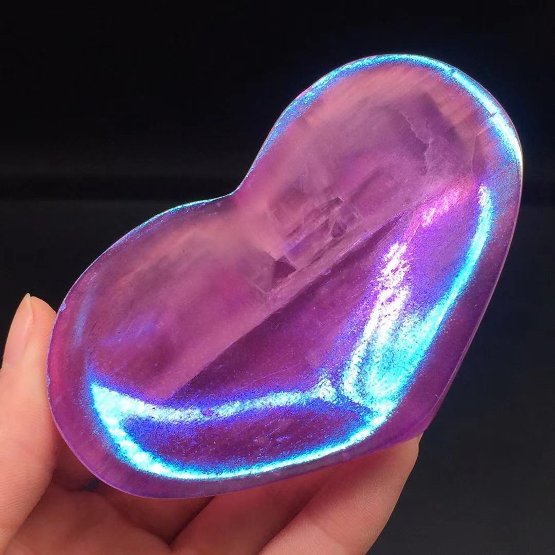 Aura Angel Natural Gypsum Selenite Quartz Heart Shape Bowl Healing Decorate 1Pc