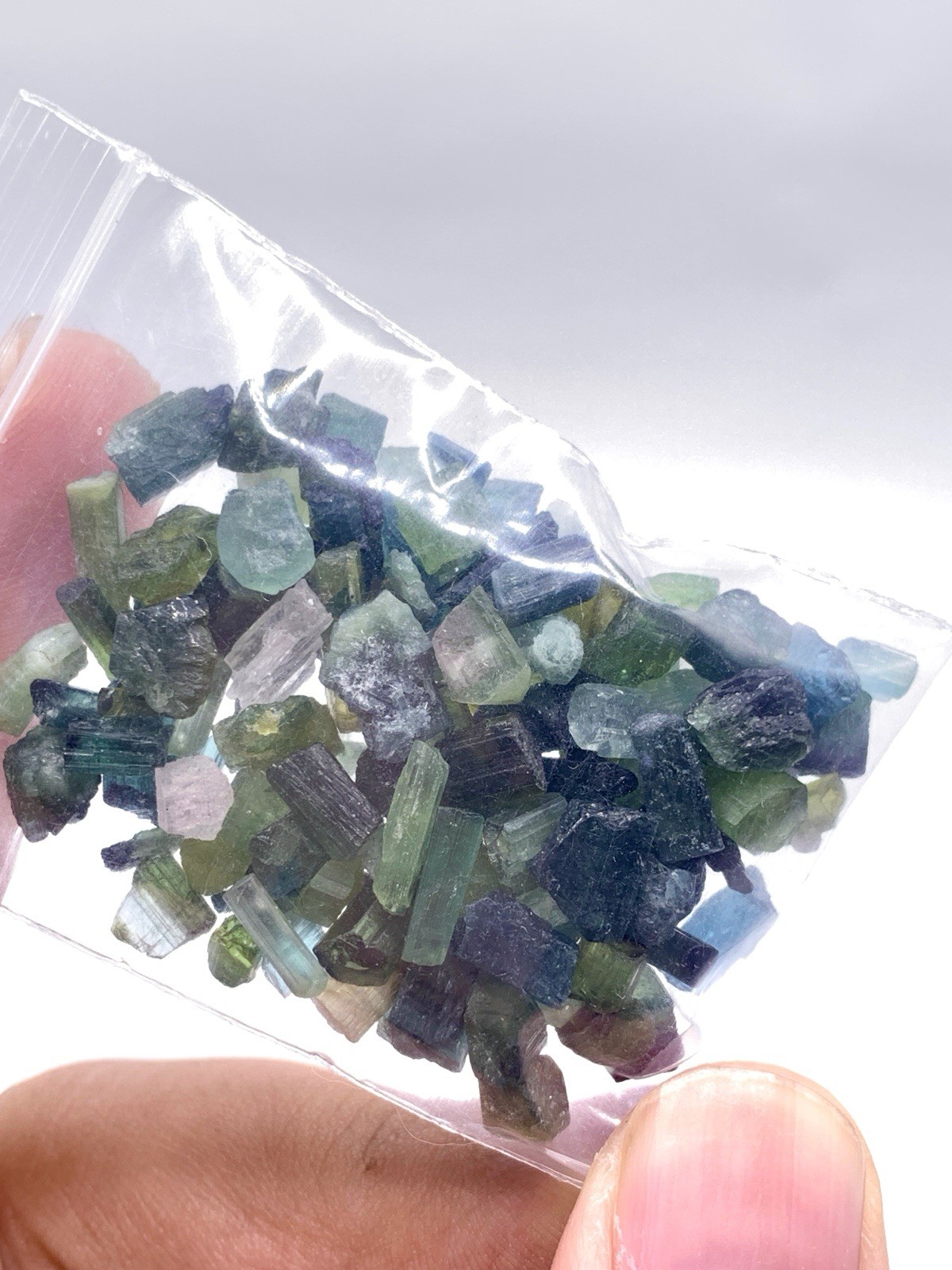 Transparent Multi Colour Tourmaline Jewelry Size Crystals Each 20 Grams