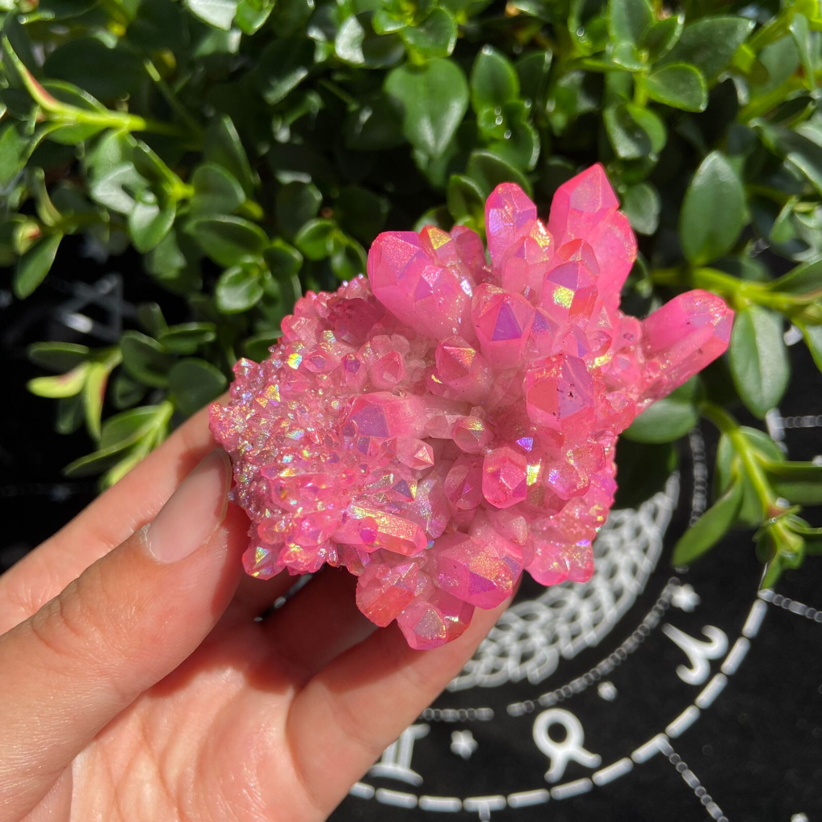 104g Titanium Angel Aura Quartz Pink Aura Cluster Positive Energy Stone Decor