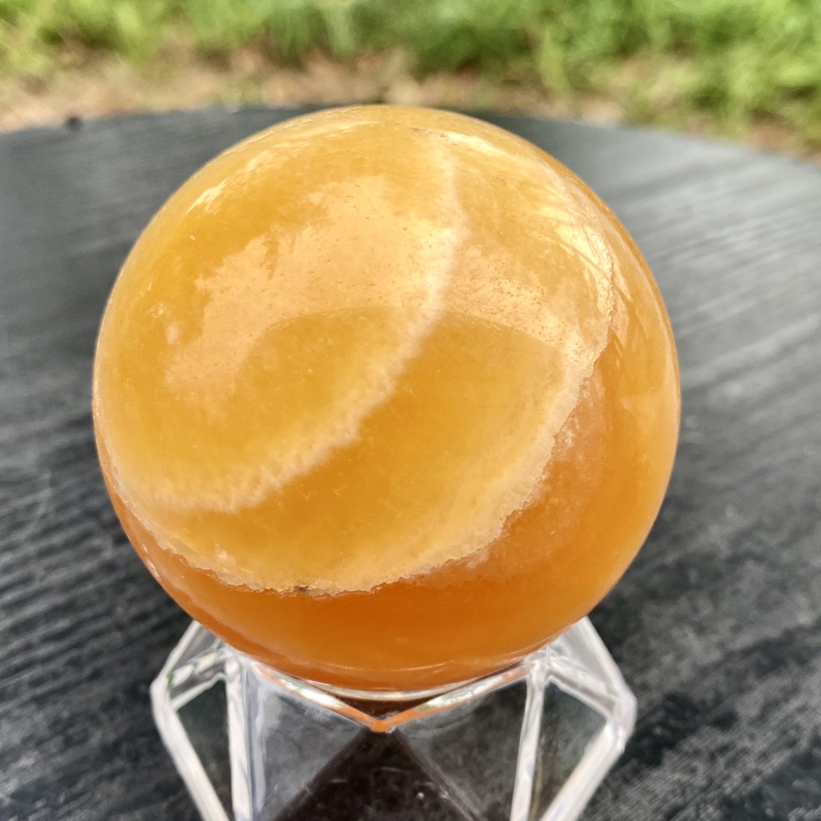 300G Natural zebra stone column /Yellow agate striped crystal ball Crystal decor