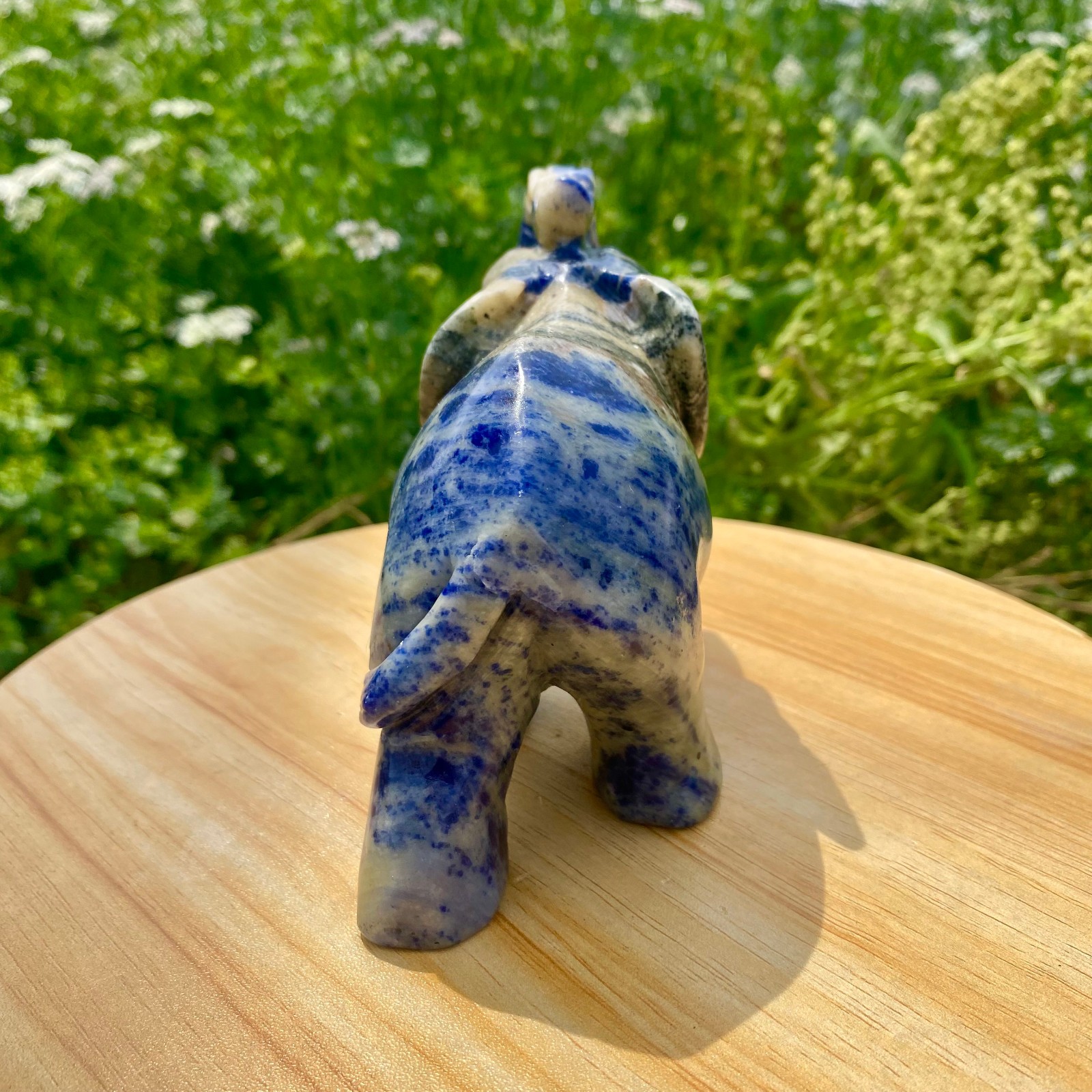 1.9LB Natural lapis lazuli quartz carving elephant spiritual healing
