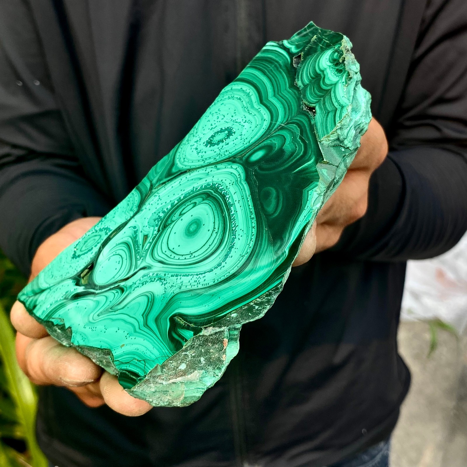 1.1LB Natural malachite slice quartz crystal luster mineral specimen
