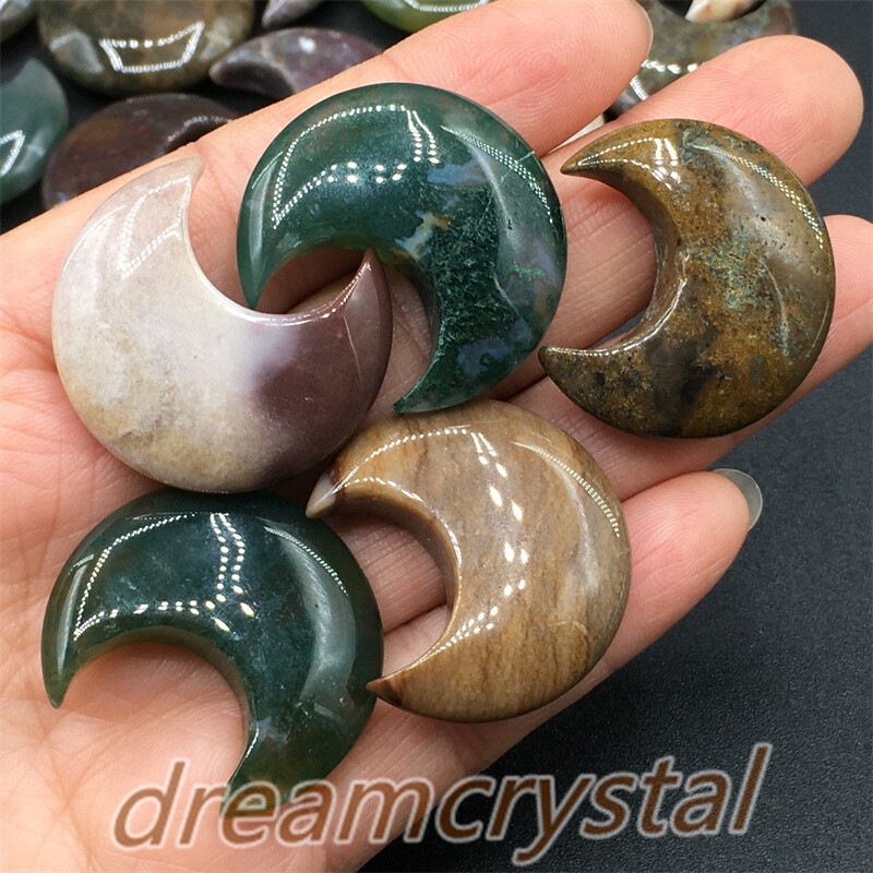 100pcs Natural ocean jasper moon Carved Quartz Crystal Skull Gift 28mm-wholesale