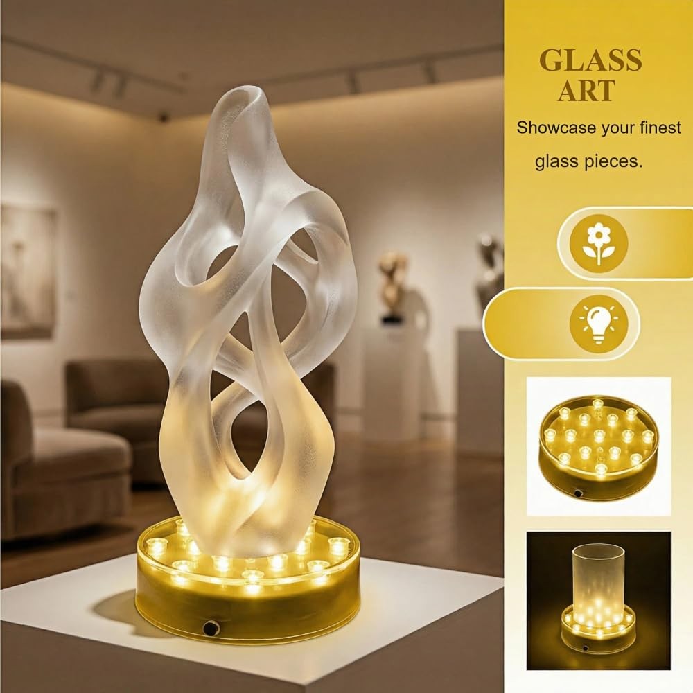 4Inch Round LED Light Base for Glass Art, Vases, and Centerpieces