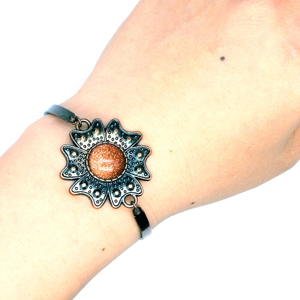 Natural Crystal Flower Round Bead Bangle Bracelet Chakra Quartz Reiki Healing