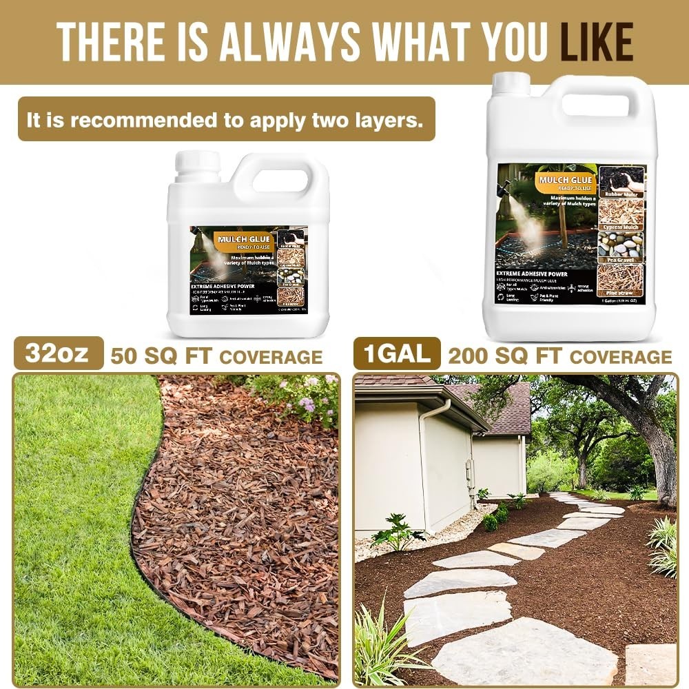 Non-Toxic Mulch Glue & Landscape Binder for Gravel, Wood Chips, Paths & Patios (