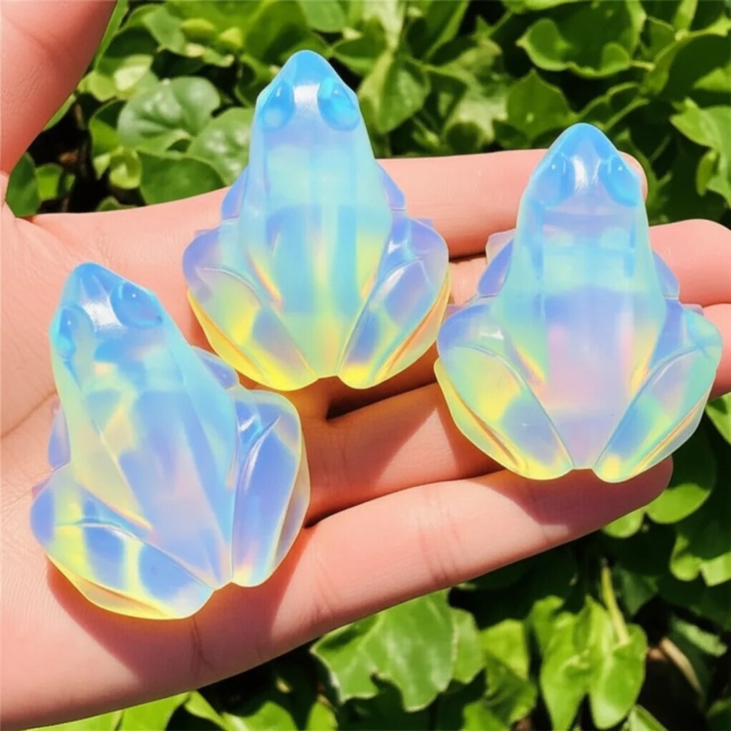 Genuine Opal Frog Sculpture Hand Carved Crystal Home Garden Decoration Gifts New