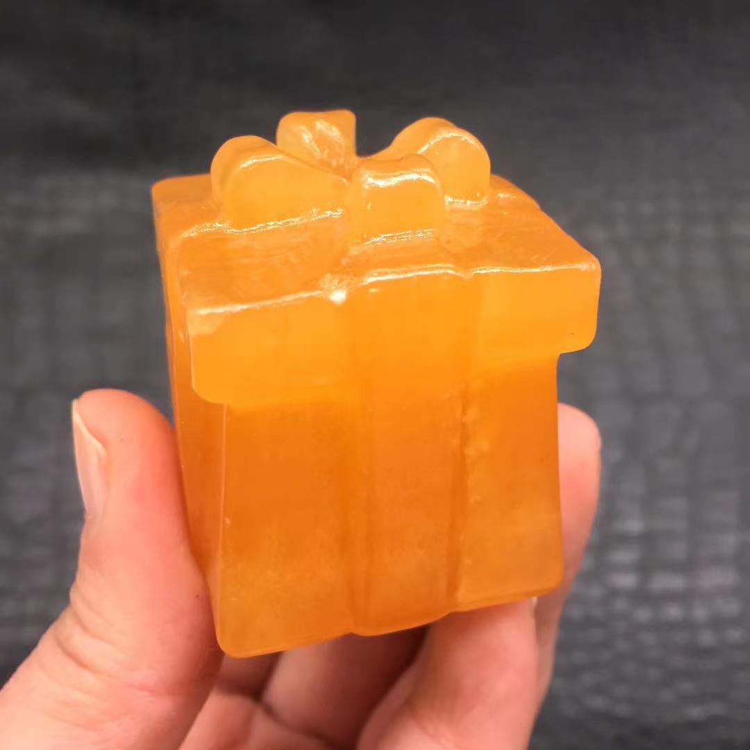 Natural Gold Frozen Stone Quartz Crystal Carved Gift Box Healing Decoration 1pc