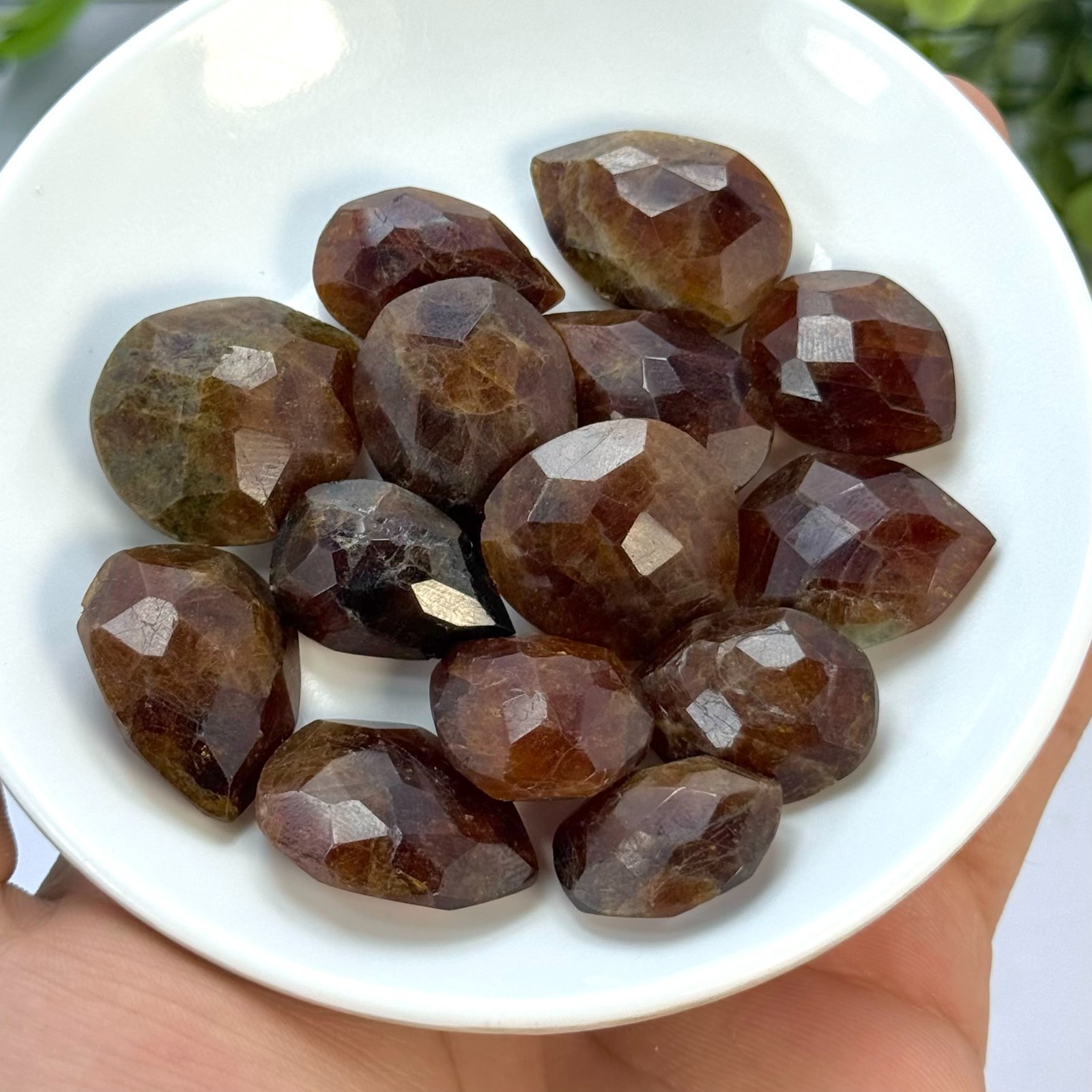 Faceted Spessartine Garnet Tear Drop Crystals for Jewelry Making, 15 Pieces