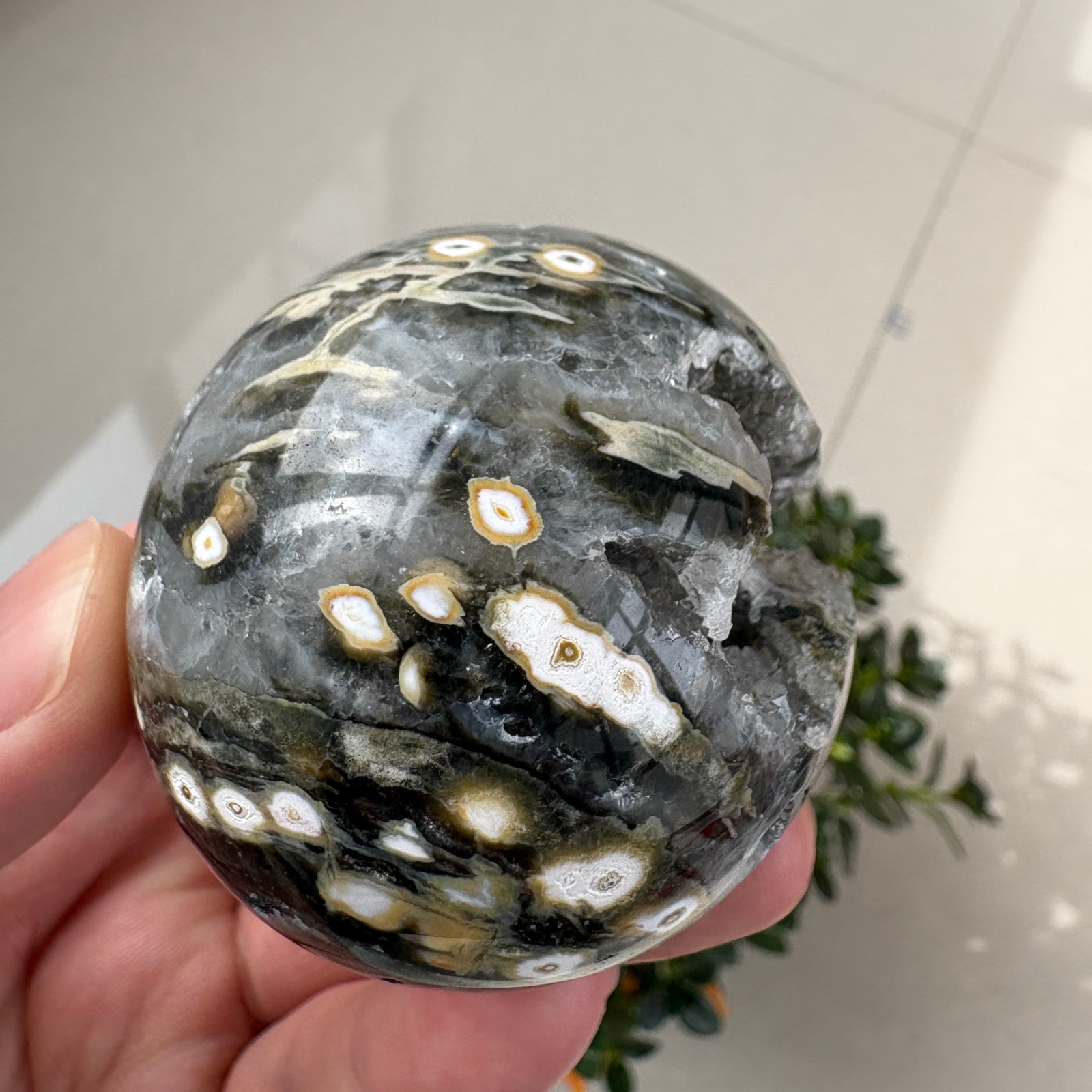 Natural 8th Vein Ocean Jasper Sphere 2.1″ 0.4 lb Crystal Ball Healing Gemstone