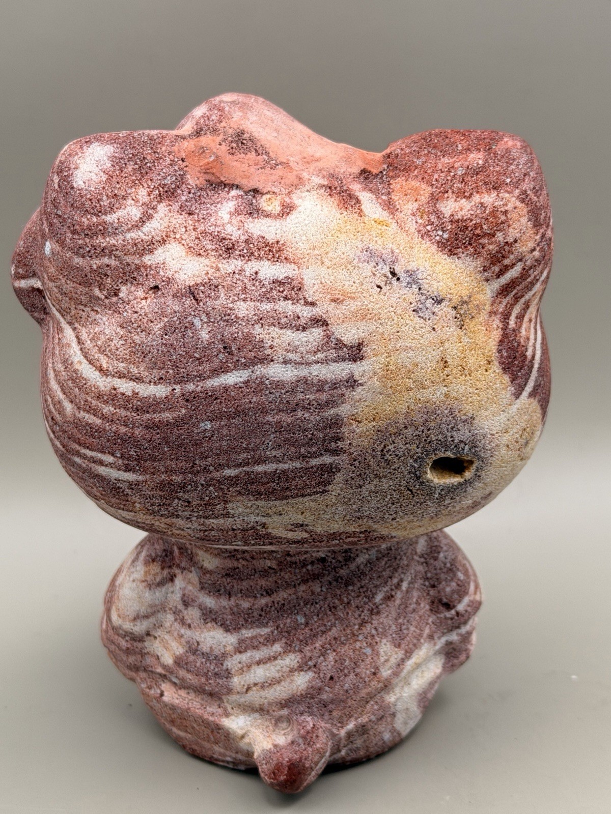 Large 4 Inch Sandstone Hello Kitty Carving Natural Crystal Reiki Chakra UNIQUE