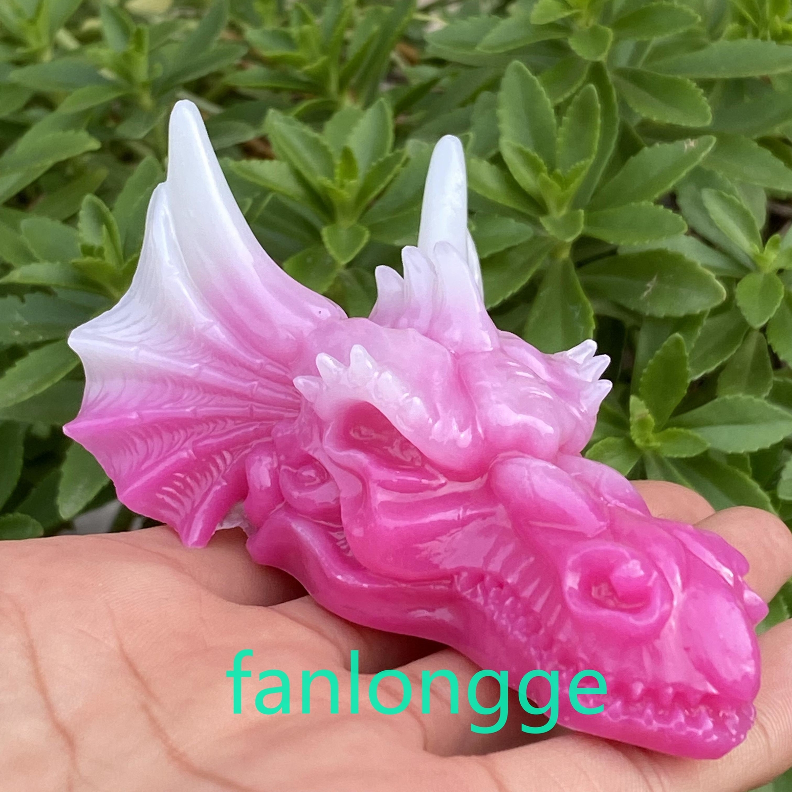 3.5″ Luminous Stone Pink Dragon skull Carved Quartz Crystal Gift Healing 1pc