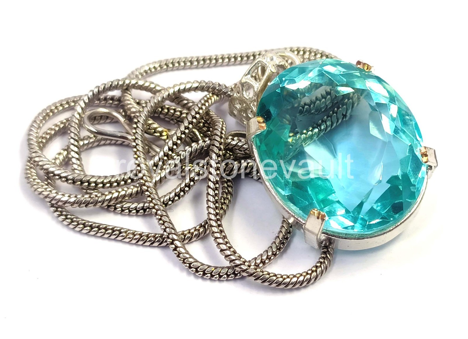 53.0 Ct Natural Tourmaline Oval Shape Pendant 925 Silver Free Chain IGL 6FHQ