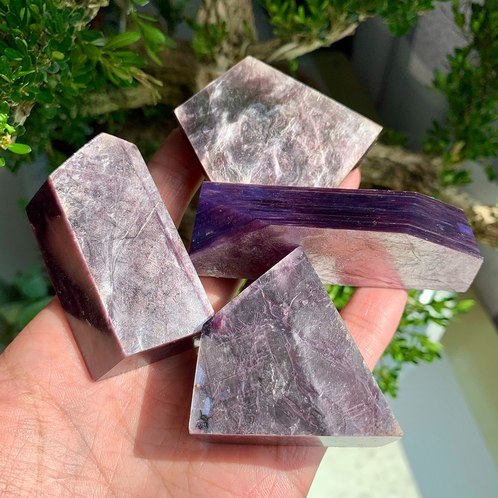 2Pcs 50-100G Natural Purple Mica Freeform Crystal Polished Flashy Office Decor