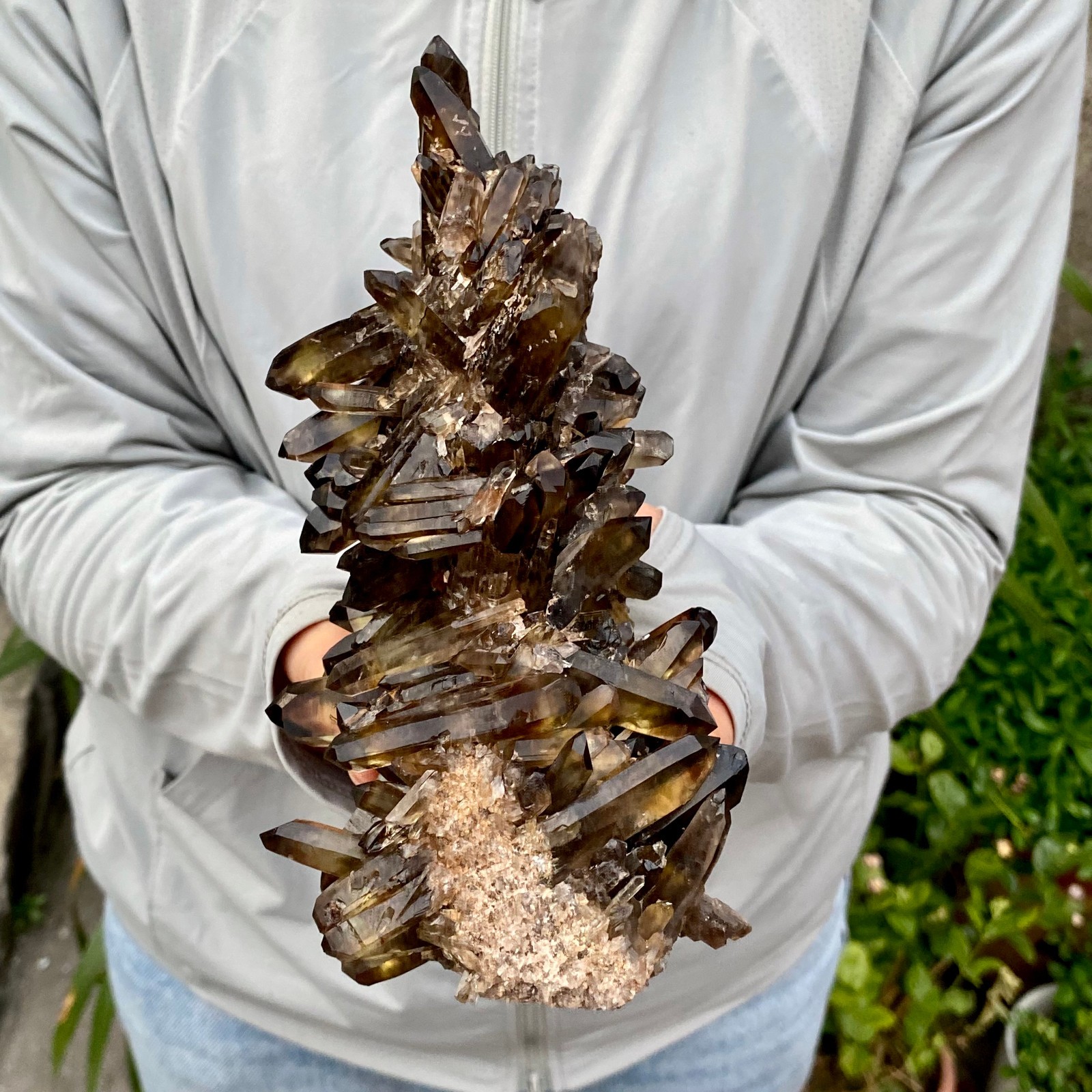 2.2LB Natural Black Smoky Quartz Crystal Cluster Raw Mineral Specimen