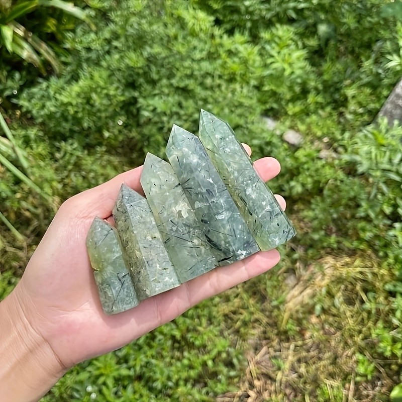 Random Natural Prehnite Druzy Tower Crystal Point Obelisk Healing Decor Gift