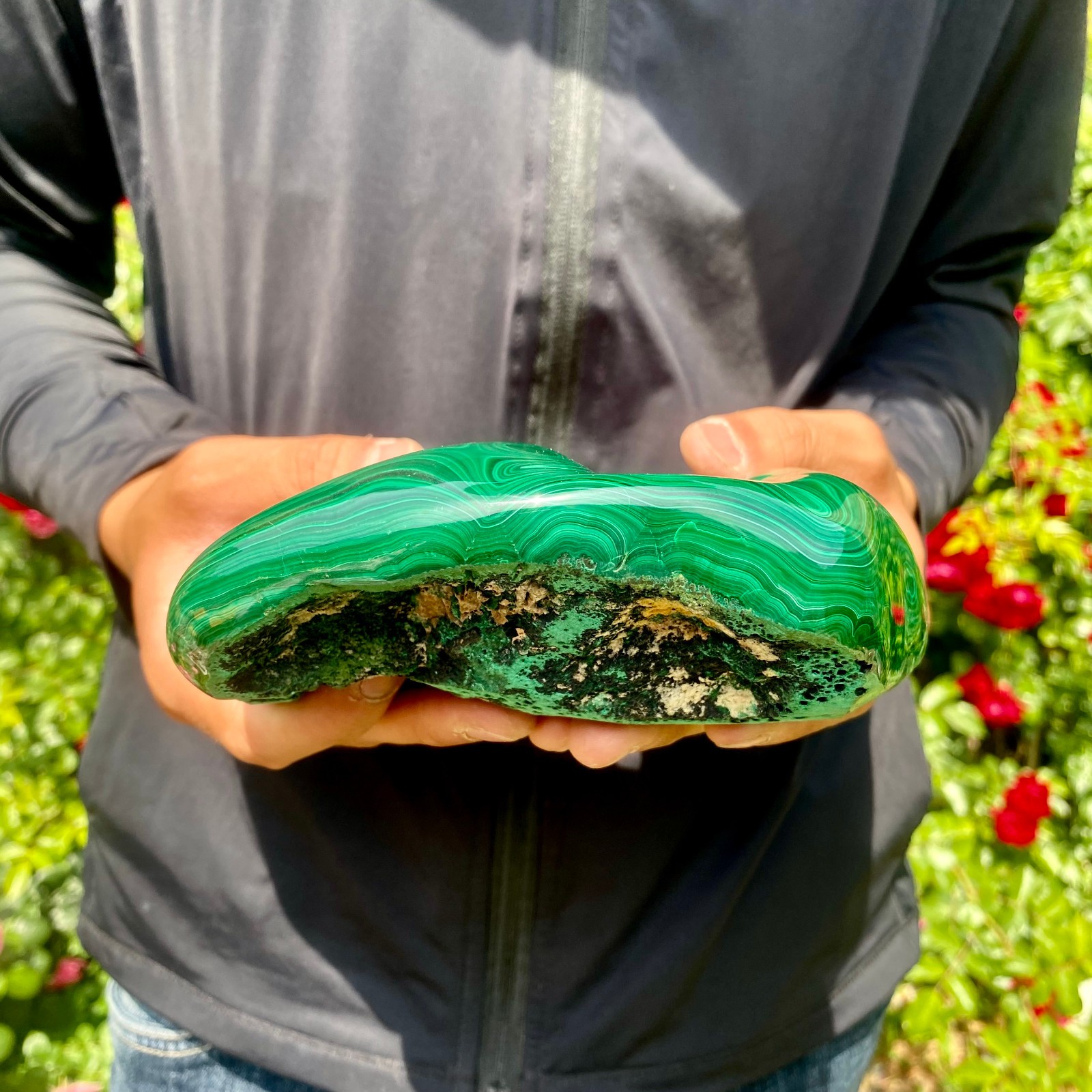 4.1LB Natural glossy Malachite egg transparent cluster rough mineral sample