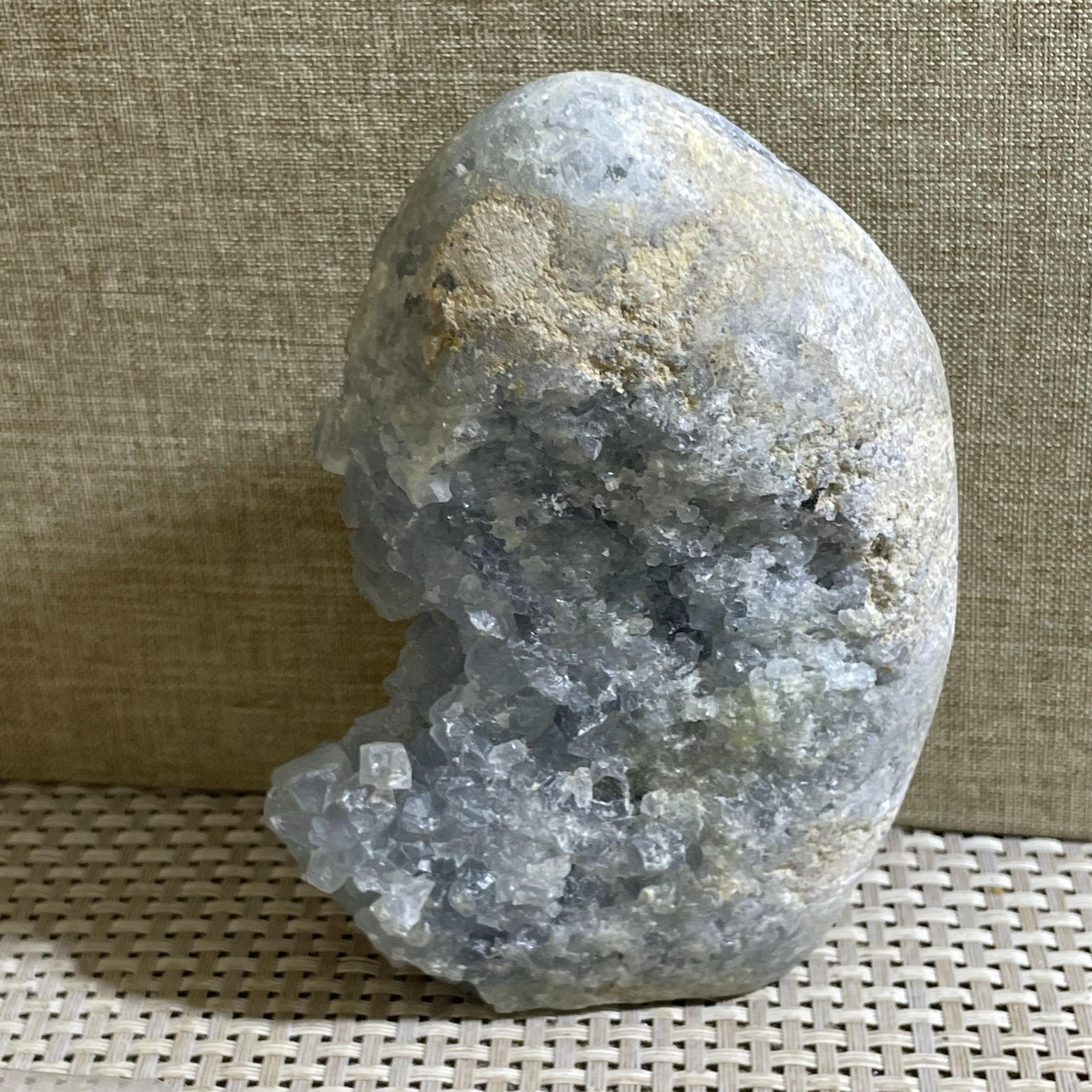 1038g Celestite Crystal Natural Sky Blue Geode Cluster – Rough Stone Crystal