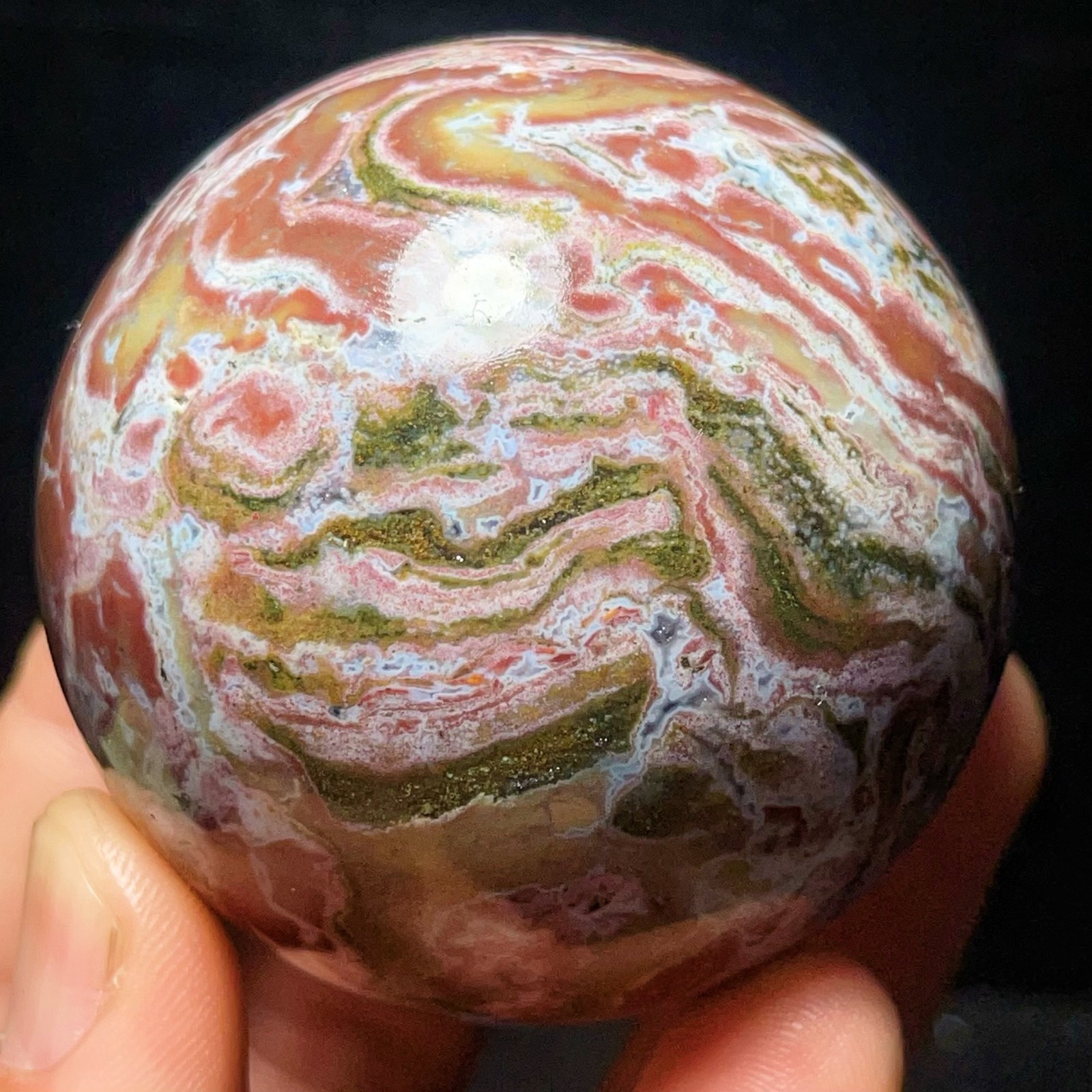 TOP 290G Natural Ocean Jasper Sphere Crystal Healing L7908