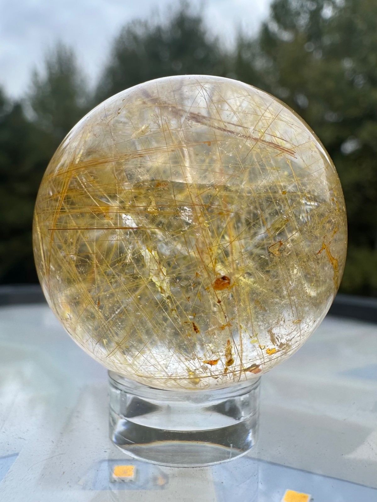 48g natural gold rutile sphere polished quartz crystal ball