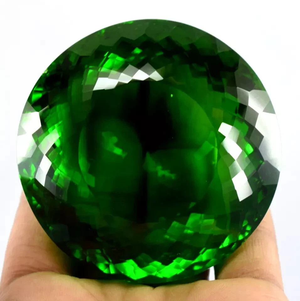 Natural 2000 Ct EGL Certified London Big Round Cut Green Topaz Loose RG Gemstone
