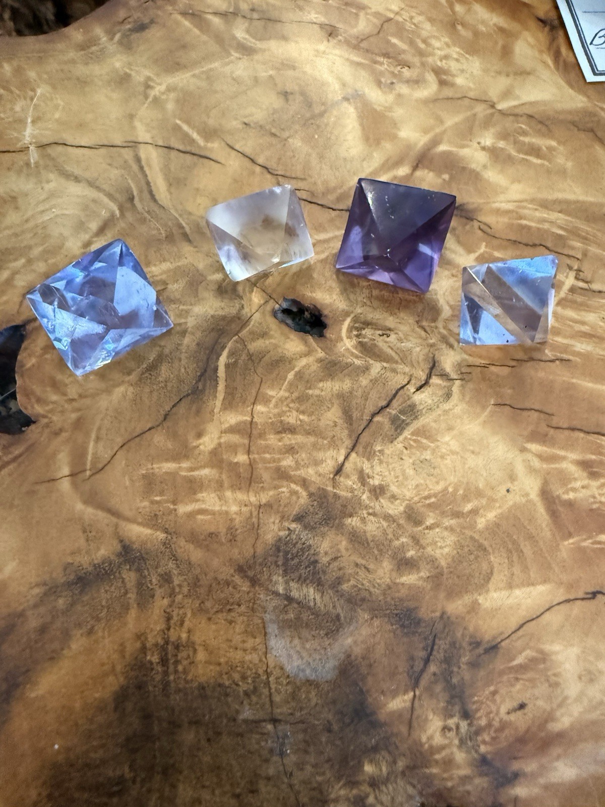 Set of 4 Fluorite Cleved Crystal Mineral Specimen Polished