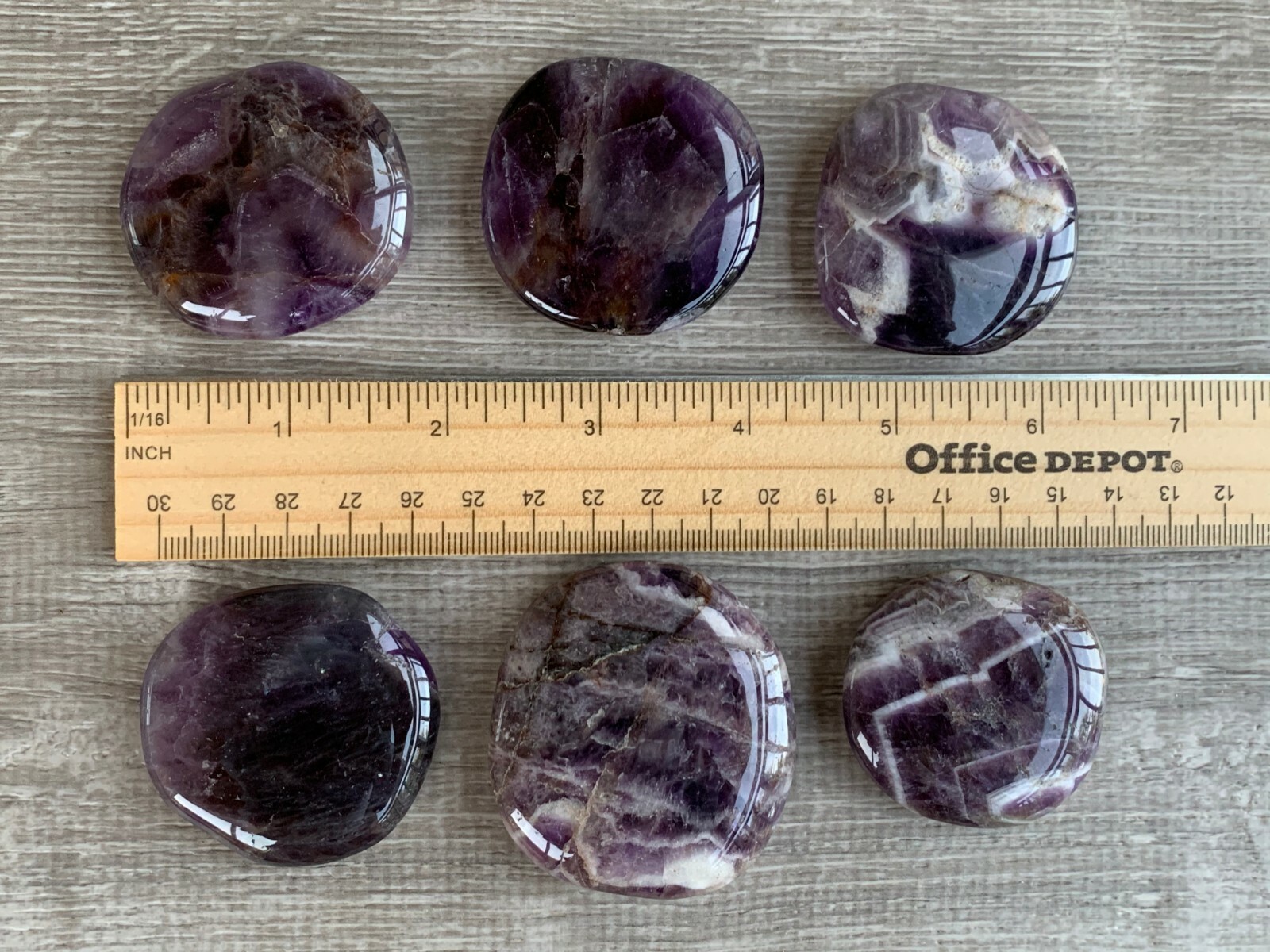 Amethyst Dogtooth Smooth Stone, 1.5″ – 2″ Polished Amethyst Palm Stone, Bulk Lot