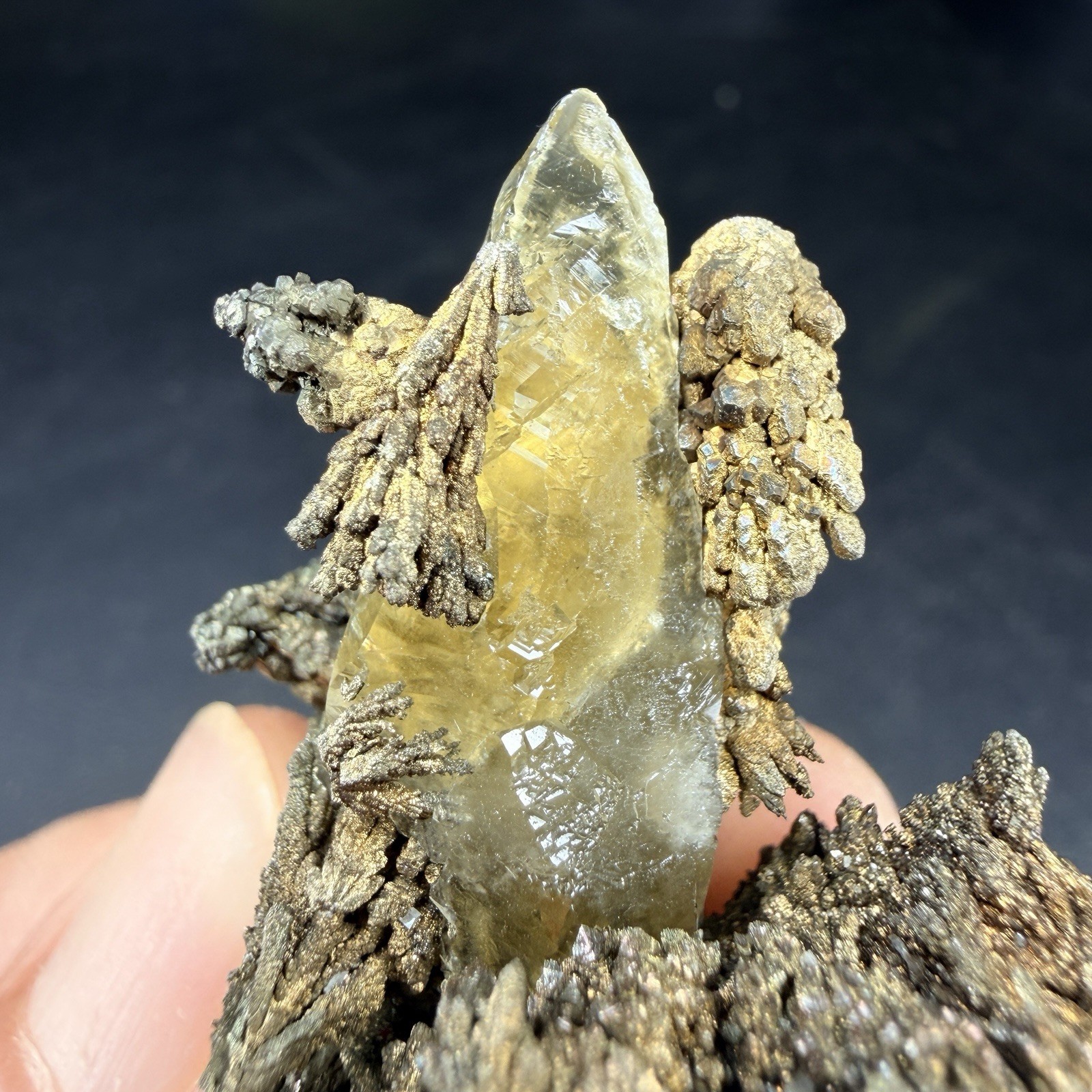 Golden Calcite Flower Chalcopyrite Crystal Combo / Sweetwater Mine *Video*