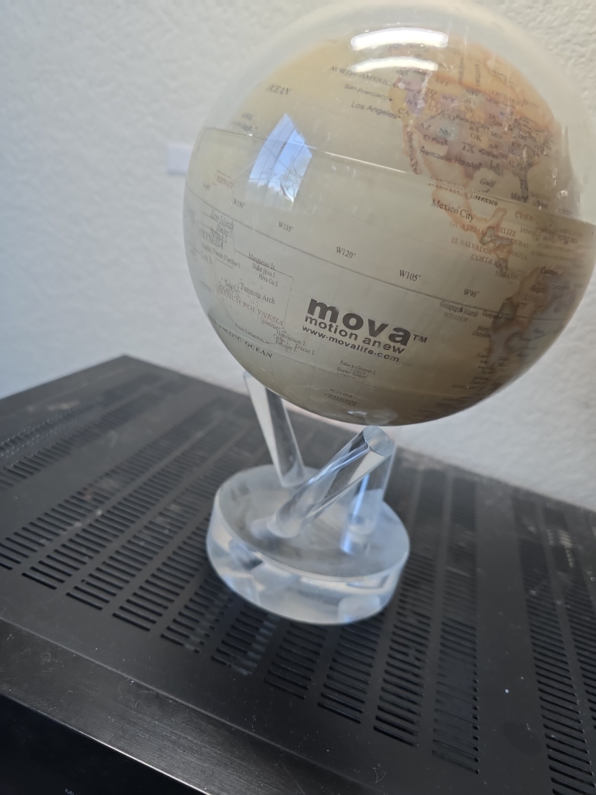 MOVA Antique Beige 4.5 Inch Solar Rotating World Globe with Acrylic Stand