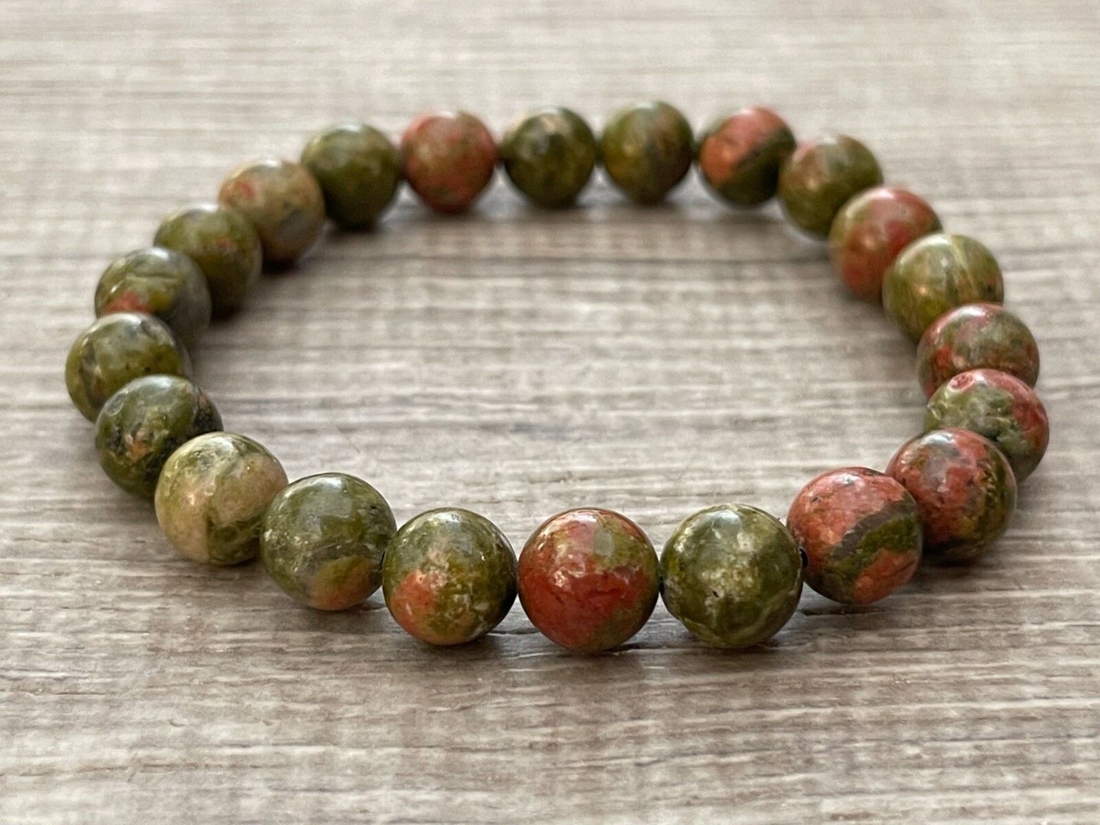 Grade A++ Unakite Bead Bracelet 8mm, Genuine Unakite Gemstone Bracelet, Bulk Lot