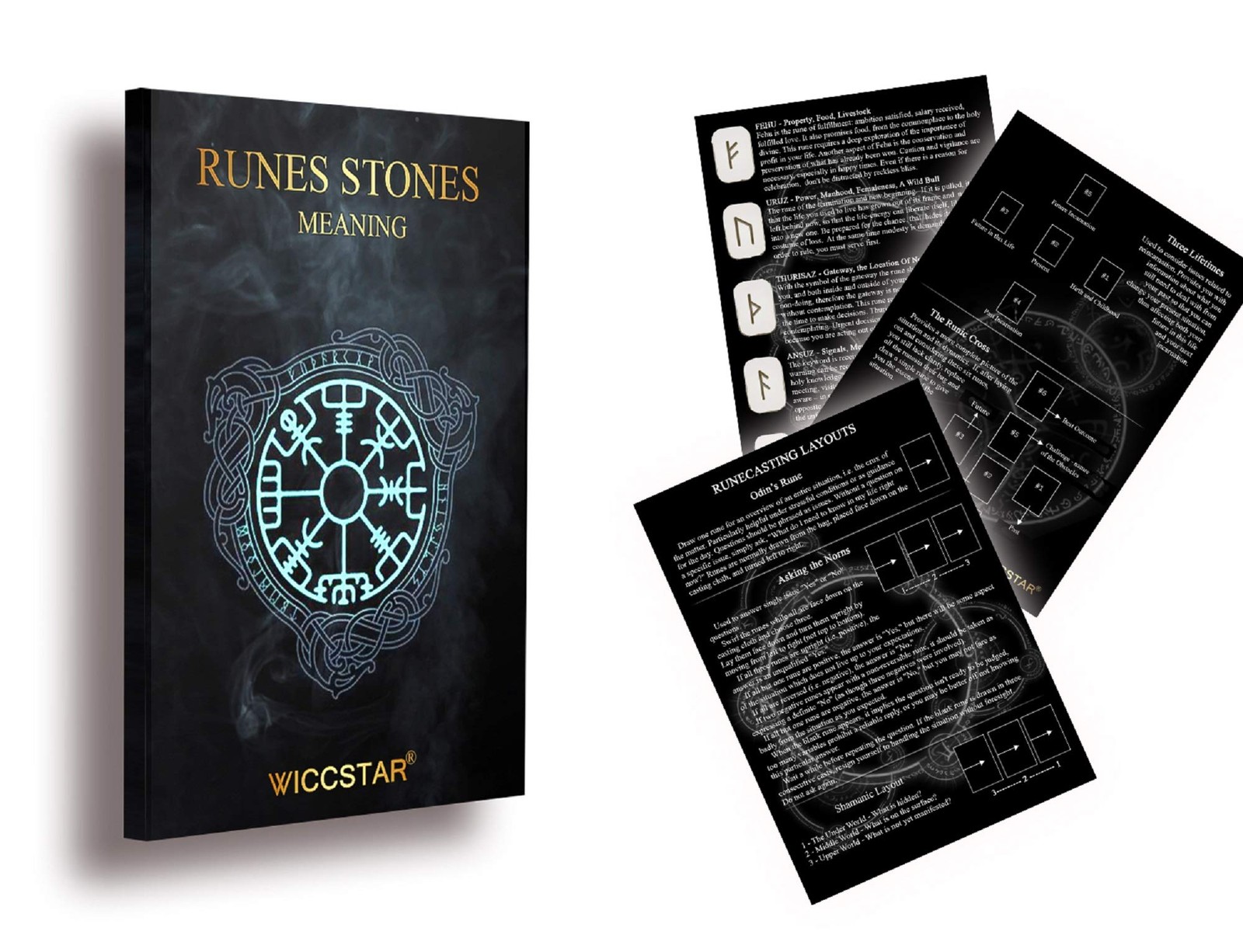 Rune Stones Set with Manual for Beginners and 5 layouts. Viking Nordic Runes